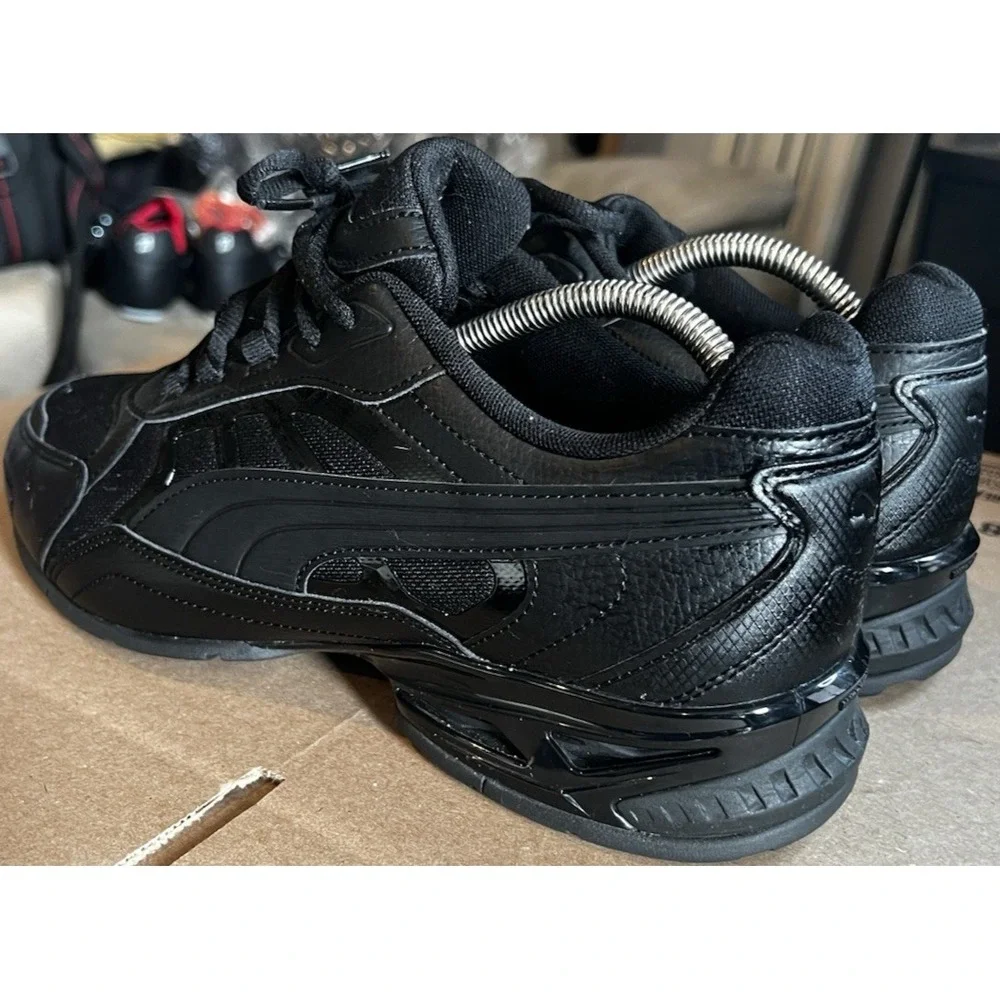 PUMA Respin Men's Size 9.5 Lace Up Triple Black Sneakers Casual Shoes 382724-04